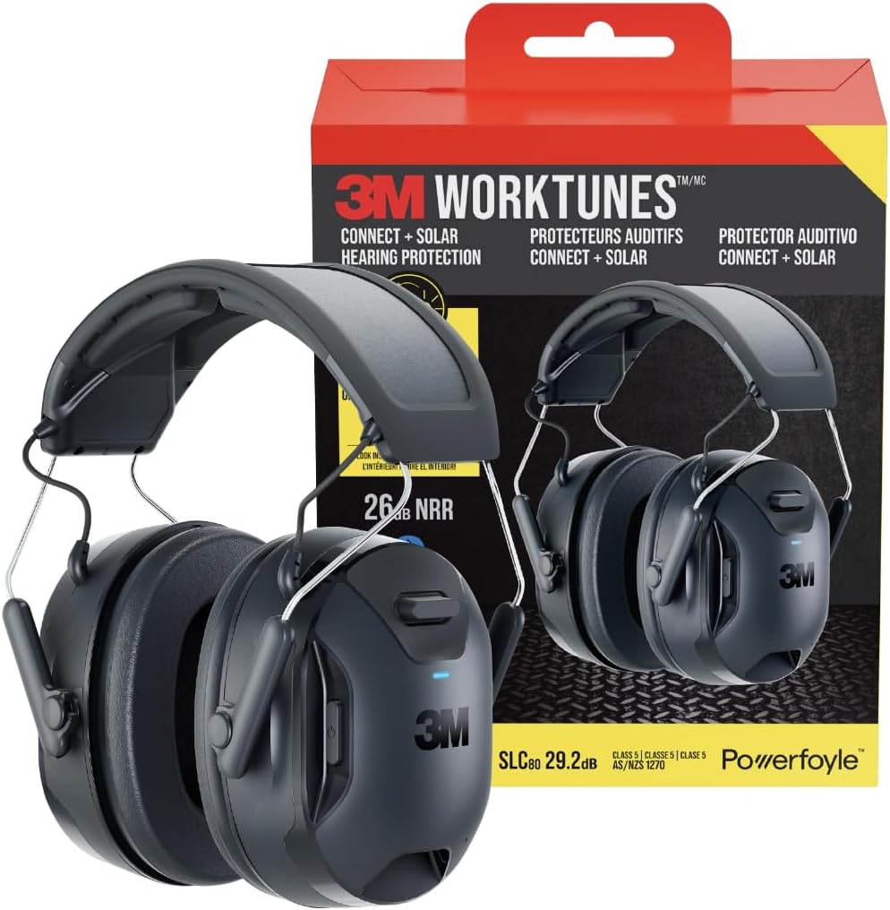 3M WorkTunes Connect + Solar - best noise cancelling headphones for mowing lawns